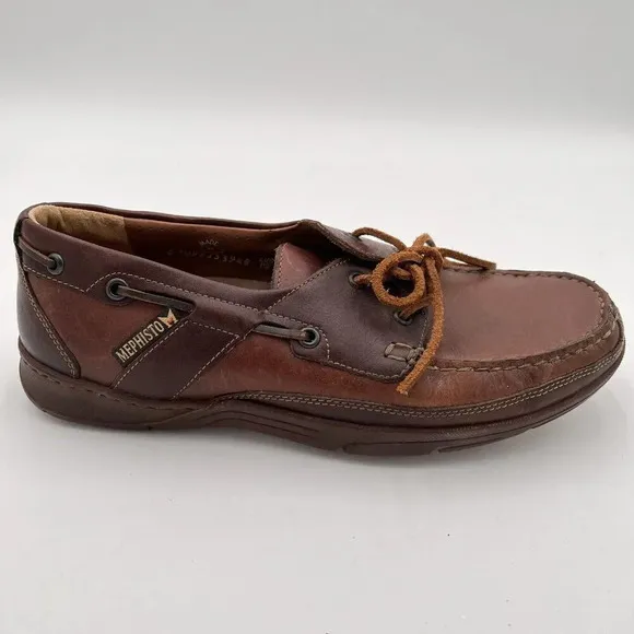 Mephisto Oxford Boat Shoes Men's 8 Spinnaker Brown Leather Lace Up Deck Comfort