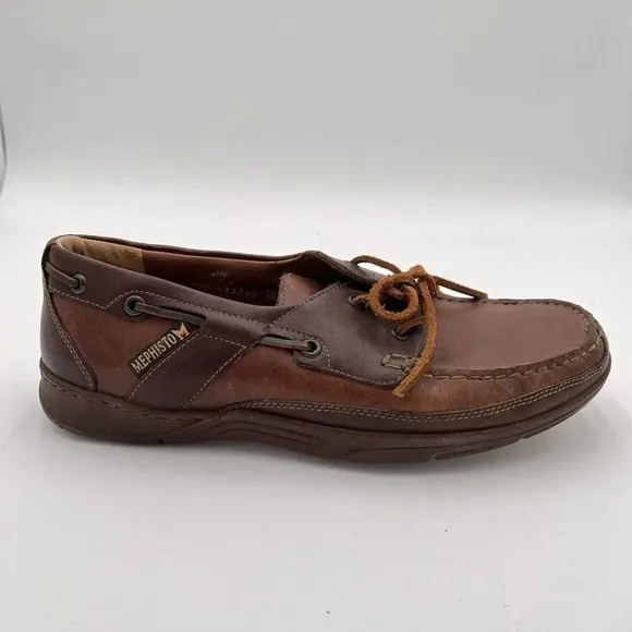 Mephisto Oxford Boat Shoes Men's 8 Spinnaker Brown Leather Lace Up Deck Comfort