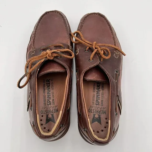 Mephisto Oxford Boat Shoes Men's 8 Spinnaker Brown Leather Lace Up Deck Comfort
