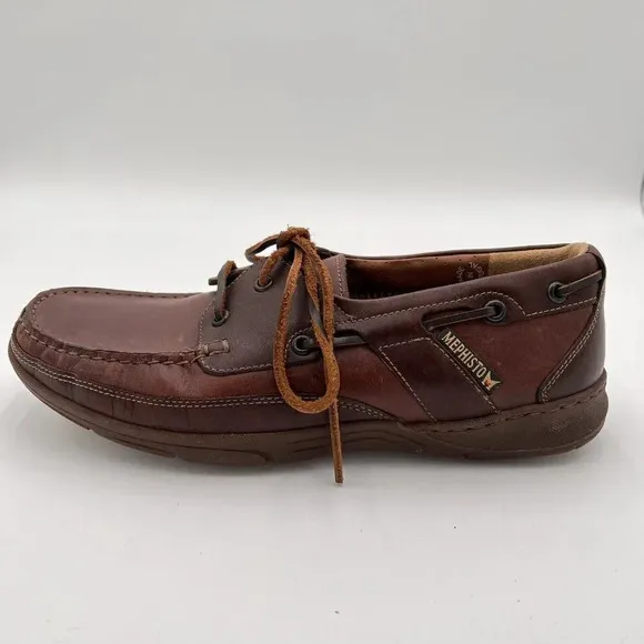 Mephisto Oxford Boat Shoes Men's 8 Spinnaker Brown Leather Lace Up Deck Comfort