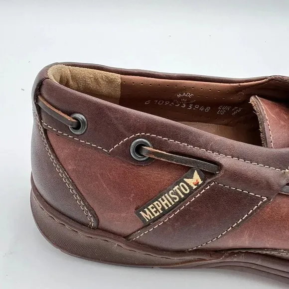 Mephisto Oxford Boat Shoes Men's 8 Spinnaker Brown Leather Lace Up Deck Comfort