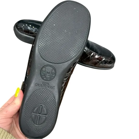 Mephisto Tortoiseshell Patent Leather Slip-On Mules - Size 8