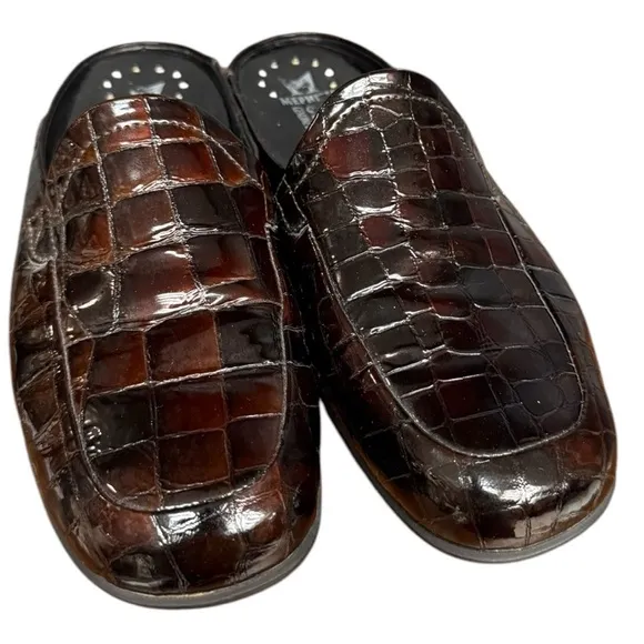 Mephisto Tortoiseshell Patent Leather Slip-On Mules - Size 8