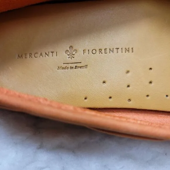 Mercanti Florentini  Womens Driving Moccasin Shoe Size 7 Orange Leather Shoes