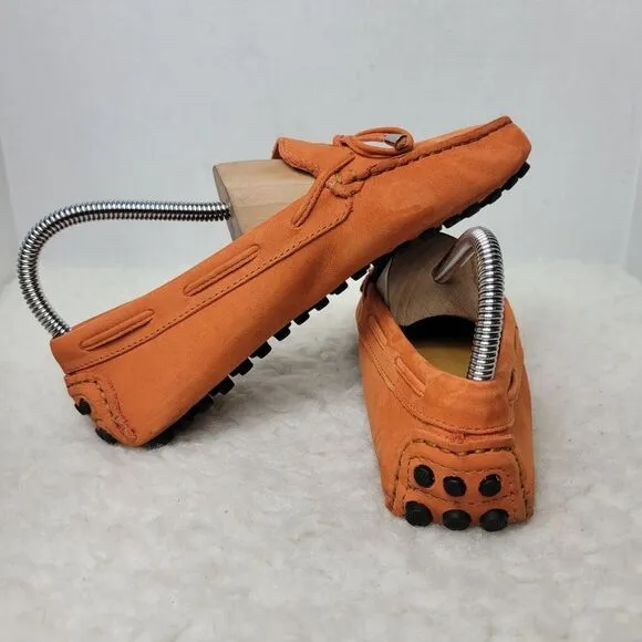 Mercanti Florentini  Womens Driving Moccasin Shoe Size 7 Orange Leather Shoes