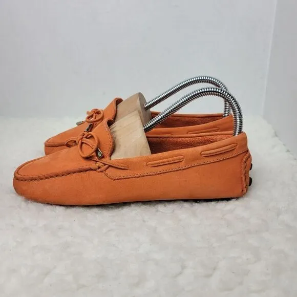 Mercanti Florentini  Womens Driving Moccasin Shoe Size 7 Orange Leather Shoes
