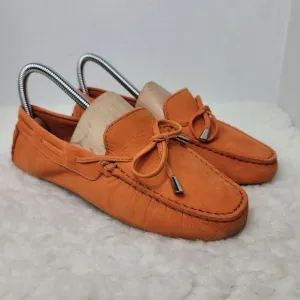 Mercanti Florentini  Womens Driving Moccasin Shoe Size 7 Orange Leather Shoes