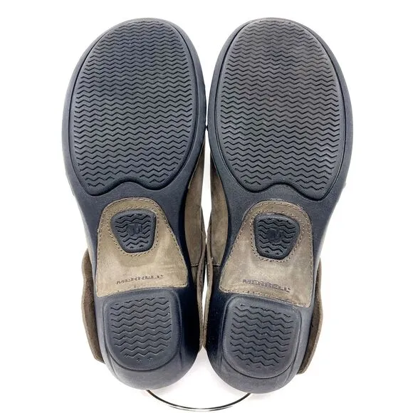 Merrell Luxe Wrap SlipOn Clogs Nubuck Leather Drizzle Brown Studded Shoes 9 1/2
