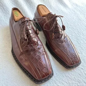 Mezlan Alligator Lace Up Brown Spain Shoes MEN'S  Size 11 M exotic Leather Shoes