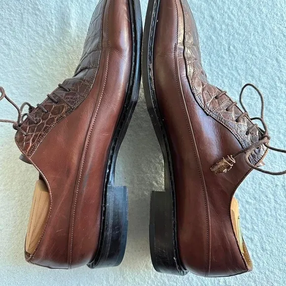 Mezlan Alligator Lace Up Brown Spain Shoes MEN'S  Size 11 M exotic Leather Shoes
