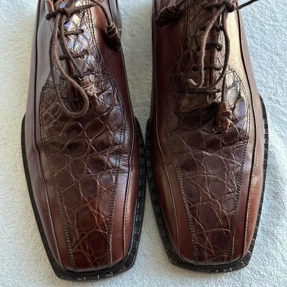 Mezlan Alligator Lace Up Brown Spain Shoes MEN'S  Size 11 M exotic Leather Shoes