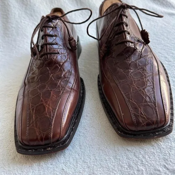 Mezlan Alligator Lace Up Brown Spain Shoes MEN'S  Size 11 M exotic Leather Shoes