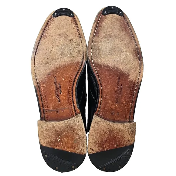 Mezlan ~Men's Size 10M~ Black Oxford Istanbul Leather Classic Monk Strap Shoes.