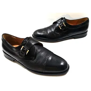 Mezlan ~Men's Size 10M~ Black Oxford Istanbul Leather Classic Monk Strap Shoes.