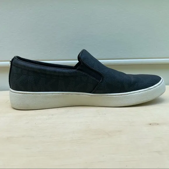 Michael Kors Keaton Black Coated Canvas Slip-On shoes size 10 M