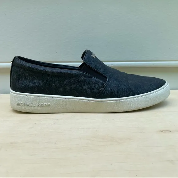 Michael Kors Keaton Black Coated Canvas Slip-On shoes size 10 M