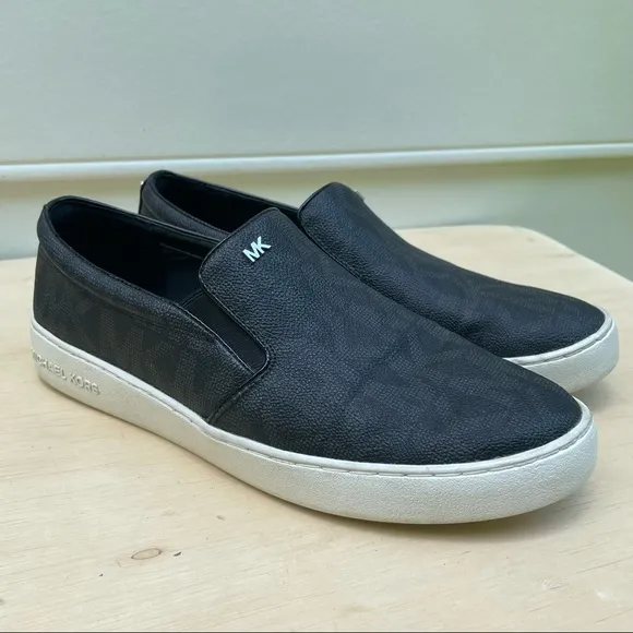 Michael Kors Keaton Black Coated Canvas Slip-On shoes size 10 M
