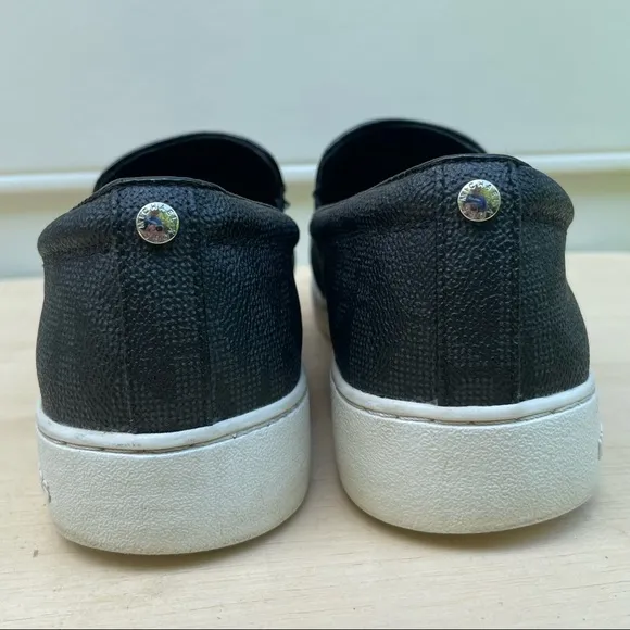 Michael Kors Keaton Black Coated Canvas Slip-On shoes size 10 M