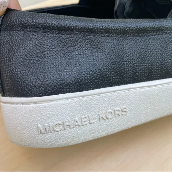 Michael Kors Keaton Black Coated Canvas Slip-On shoes size 10 M