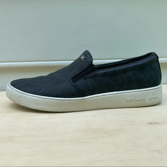Michael Kors Keaton Black Coated Canvas Slip-On shoes size 10 M