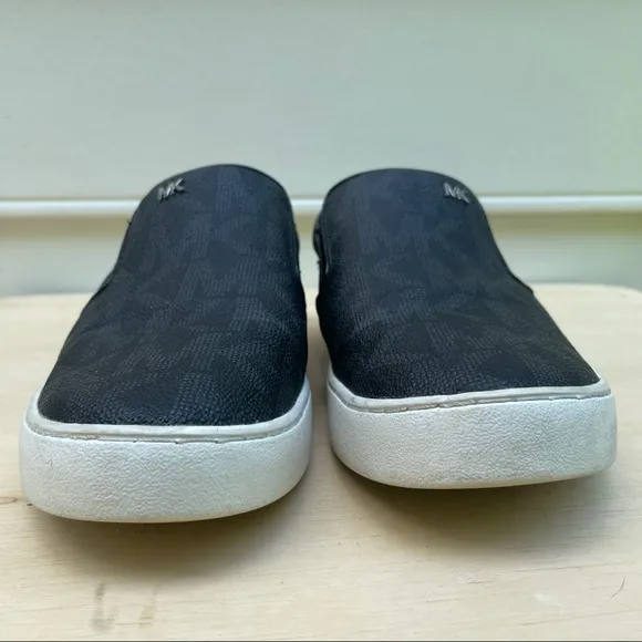 Michael Kors Keaton Black Coated Canvas Slip-On shoes size 10 M