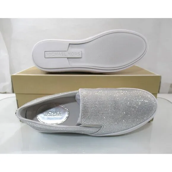 Michael Kors Keaton Slip On Sneaker Hot Fix Stone MK Logo Light Slate Size 7.5