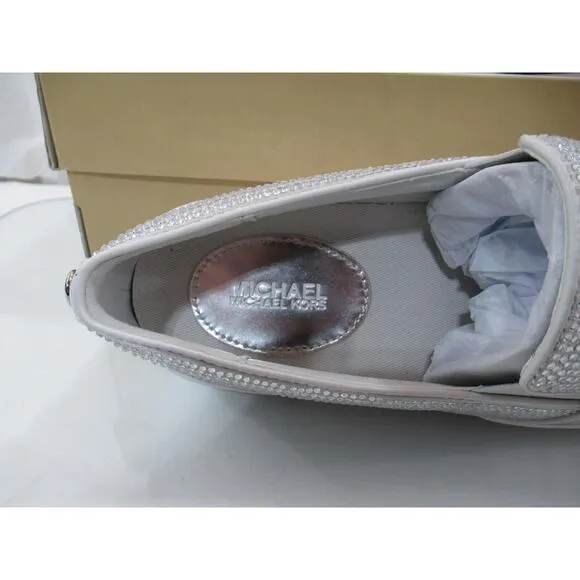 Michael Kors Keaton Slip On Sneaker Hot Fix Stone MK Logo Light Slate Size 7.5
