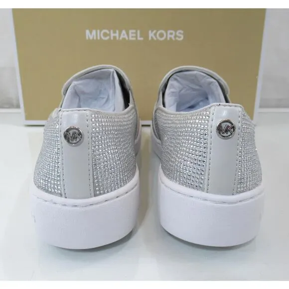 Michael Kors Keaton Slip On Sneaker Hot Fix Stone MK Logo Light Slate Size 7.5