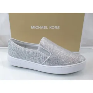 Michael Kors Keaton Slip On Sneaker Hot Fix Stone MK Logo Light Slate Size 7.5