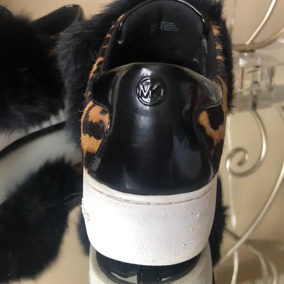 MICHAEL KORS Maven Rabbit Fur Calf Hair Sneakers Shoes Cheetah print