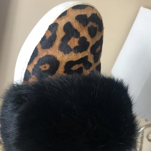 MICHAEL KORS Maven Rabbit Fur Calf Hair Sneakers Shoes Cheetah print