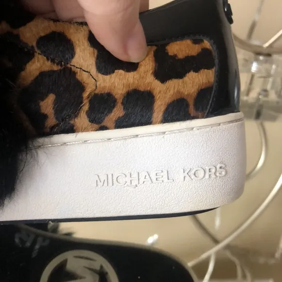 MICHAEL KORS Maven Rabbit Fur Calf Hair Sneakers Shoes Cheetah print