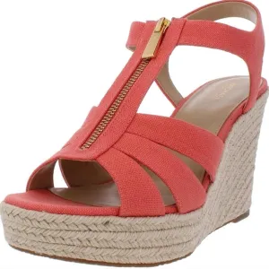 Michael Kors shoes Berkley Wedge small weave canvas orange  sz 9.5