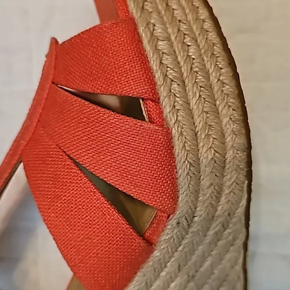 Michael Kors shoes Berkley Wedge small weave canvas orange  sz 9.5