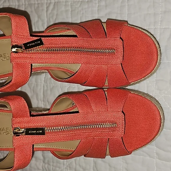 Michael Kors shoes Berkley Wedge small weave canvas orange  sz 9.5