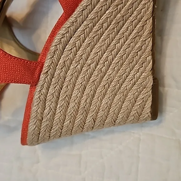 Michael Kors shoes Berkley Wedge small weave canvas orange  sz 9.5