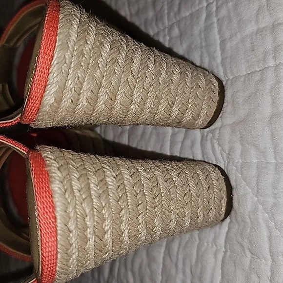Michael Kors shoes Berkley Wedge small weave canvas orange  sz 9.5