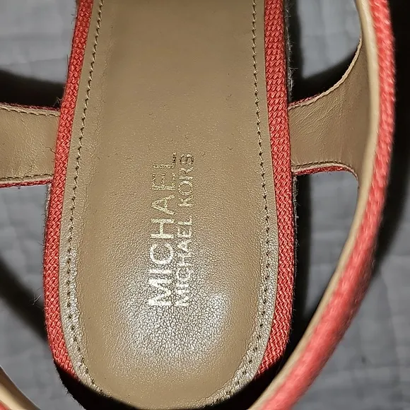 Michael Kors shoes Berkley Wedge small weave canvas orange  sz 9.5