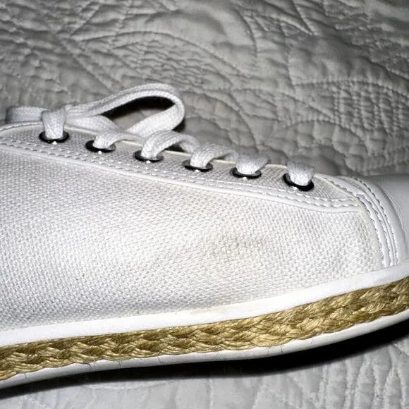 Michael Kors Shoes Women's 9 M Kristy Slide Sneakers Lace Up Flats White Canvas