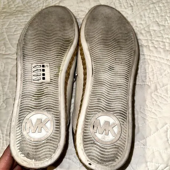 Michael Kors Shoes Women's 9 M Kristy Slide Sneakers Lace Up Flats White Canvas