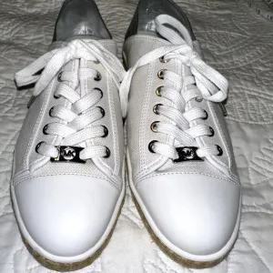 Michael Kors Shoes Women's 9 M Kristy Slide Sneakers Lace Up Flats White Canvas
