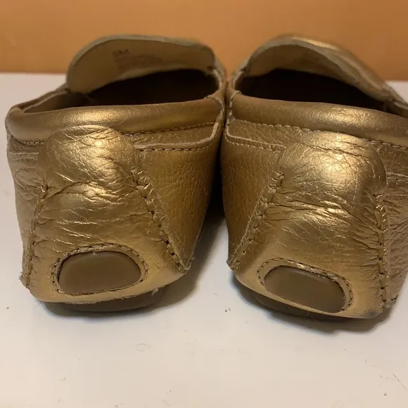MICHAEL KORS SZ 5M FLATS, GOLD, LEATHER PREOWNED
