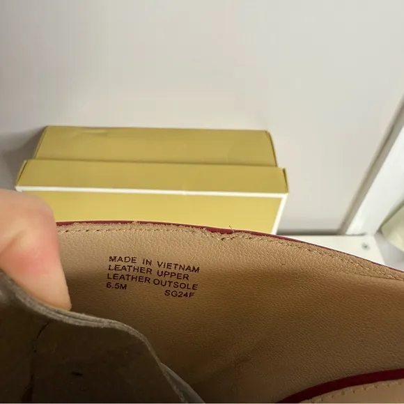Michael Michael Kors - Halle Leather Mules in Deep Red - Gold Heel - NWB 6.5