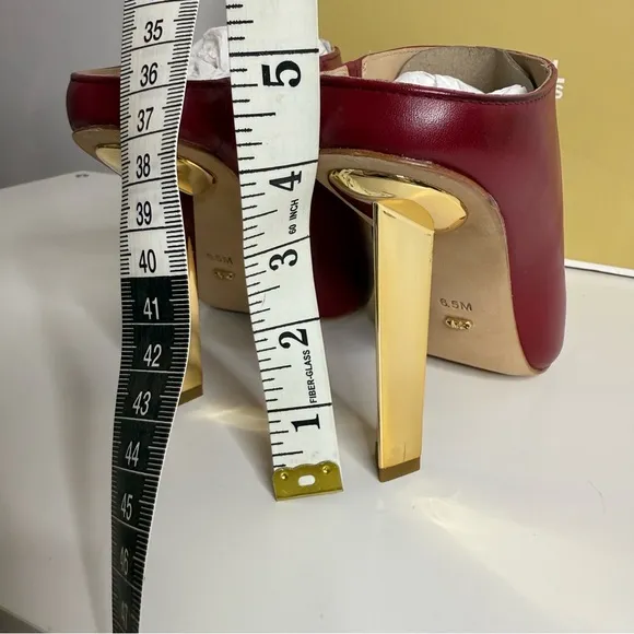 Michael Michael Kors - Halle Leather Mules in Deep Red - Gold Heel - NWB 6.5