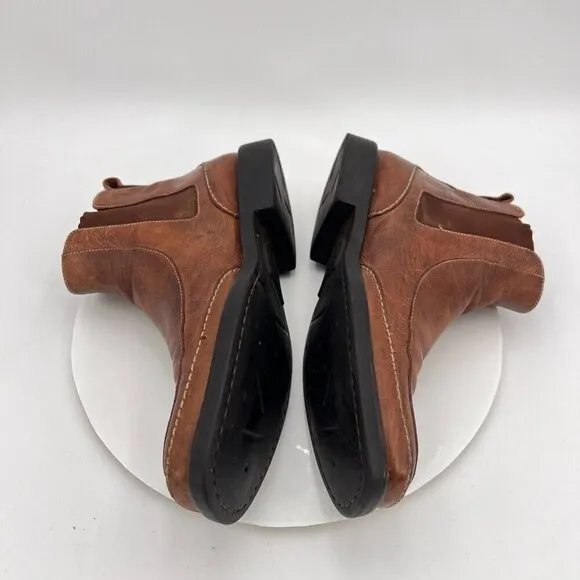 Michael Toschi Men Size 9 Brown Tan Leather Side Elastic Pull On Chelsea Boot