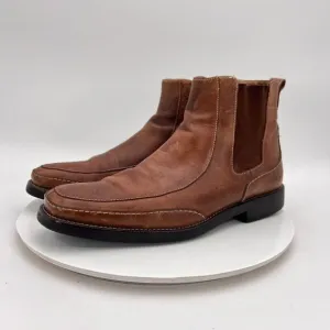 Michael Toschi Men Size 9 Brown Tan Leather Side Elastic Pull On Chelsea Boot