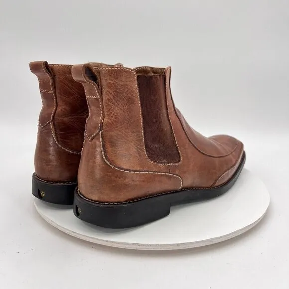 Michael Toschi Men Size 9 Brown Tan Leather Side Elastic Pull On Chelsea Boot