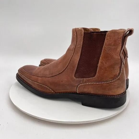 Michael Toschi Men Size 9 Brown Tan Leather Side Elastic Pull On Chelsea Boot