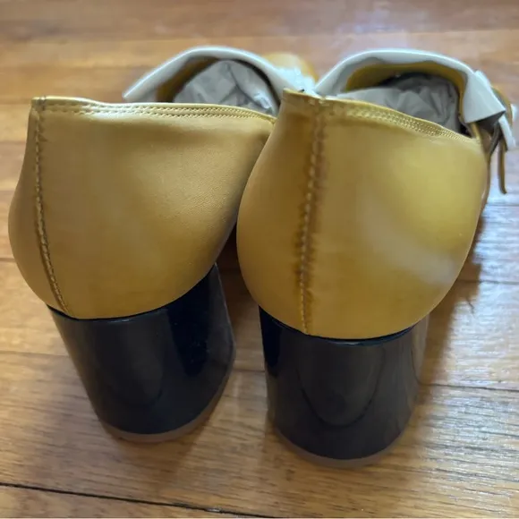 Miss L Fire Stylish Gold and White Women's Block Heel Shoes Size 41