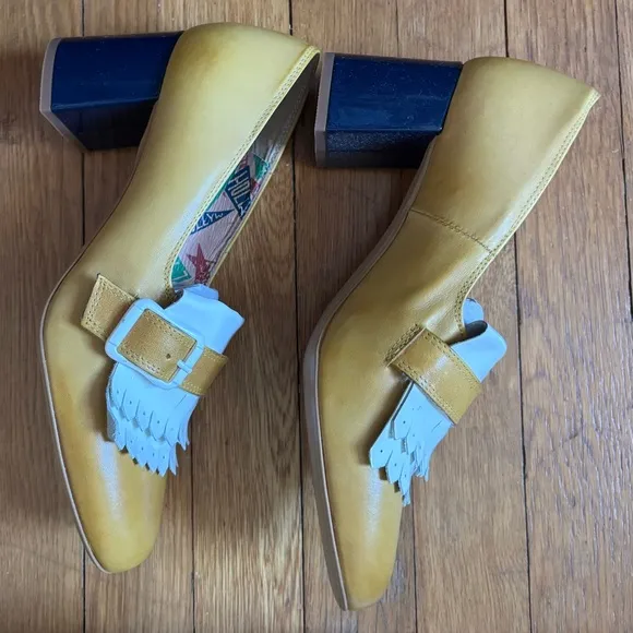 Miss L Fire Stylish Gold and White Women's Block Heel Shoes Size 41